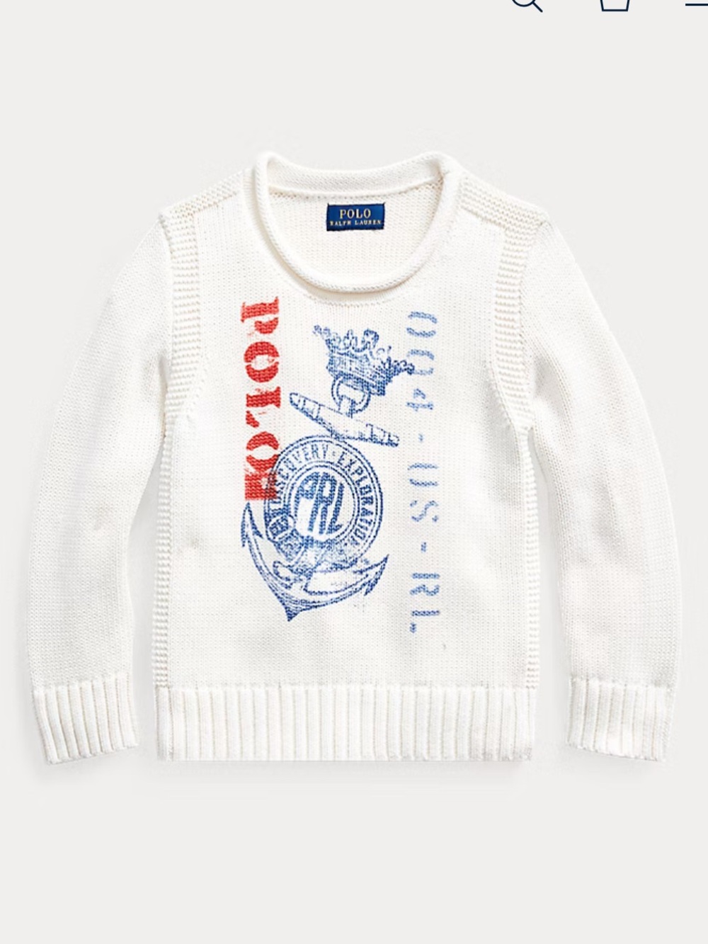 POLO Ralph Lauren Anchor-Print Cotton Rollneck Sweater 4T